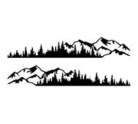 Mountain Car Decal, 2Pcs 74.80inch Black DIY Mountain Forest Car Graphics, Solid Color Self-Adhesive Sticker for Truck RV Trailer Decoration