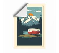 Mountain Caravan Journey Retro Unframed Wall Art Print A3 (42×29.7cm), Wall Decor for Living Room, Bedroom, Office & Home, Art Gift