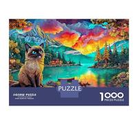 Mountain Cat Scene 1000 Piece Puzzle Cat by Magical River Paper Jigsaw, Calming Brain Challenge And Creative Home Activity for Adults 70x50cm/1000pcs