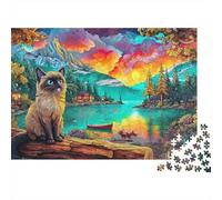 Mountain Cat Scene 1000Pc Jigsaw Puzzle Highly Playable Puzzle Educational & Challenging, Gift for All 70x50cm/1000pcs