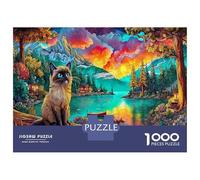 Mountain Cat Scene 1000Piecess JigsawPuzzlesCat Winter ForAdult Challenging LargePiecePuzzles Age12+byth Challenging The Impossible Difficult Game Uncover The Puzzle 52x38cm/1000pcs