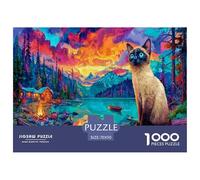 Mountain Cat Scene Jigsaw Puzzles Puzzles for Adults Kids. 1000 Piece Whimsical Challenge Toy Educational Game Home Decoration for Educational Games Gifts 70x50cm/1000pcs