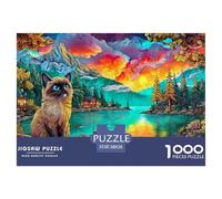 Mountain Cat SceneSuperior 1000-Piece Jigsaw Puzzles for Adults Delivering A Series of Challenging Educational Games - Positioned As The Ideal Educational Gift Jigsaw Puzzles for Adults And Kids Age