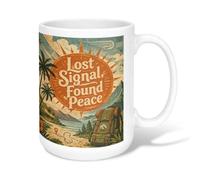 Mountain Ceramic Coffee Mug, Adventure Retro Palm Backpack Summer Green Novelty Work Drinking Mugs with Handle Ideal for Friends Family Lovers Eldership Senior Co-Worker 15 Oz