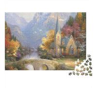 Mountain Church Scene Puzzles for Adults 1000 Pieces in Vibrant Colours Favourites Jigsaw As A Logic Skill Puzzle for Beautiful Decoration Puzzle 38x26cm/1000pcs