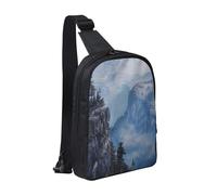 Mountain Cliff Printed Chest Bag Sling Bag for Men Women, Waterproof Crossbody Backpack Men Bag for Runner Workout Hiking Cycling Travel