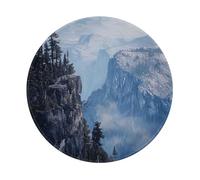 Mountain Cliff Printed Gaming Mouse Pad 4 PCS, Round Non-Slip Rubber Base Laptop Mousepad Desk Mat for Gamer, Office, Home