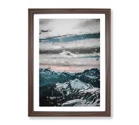 Mountain Clouds Abstract Art Modern Framed Print | A4 Walnut Framed Wall Art | Ready to Hang | Abstract Landscape Picture | Living Room Bedroom Lounge Office