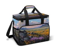 Mountain Colorful Wildflower Camping Cooler Bags Insulated Beach Cooler Portable Leak Proof Camping Cooler with Shoulder Strap