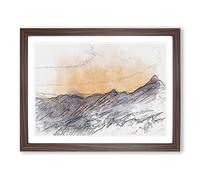 Mountain Colours In Abstract Modern Art Framed Print | A2 Walnut Framed Wall Art | Ready to Hang | Abstract Landscape Picture | Living Room Bedroom Lounge Office