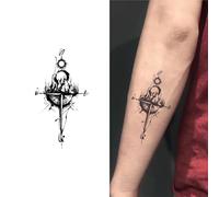 Mountain Compass | Herbal Tattoo with Unique Mountain Symbols, Waterproof, Lasts for 2 Weeks, Semi Permanent, Fake Tattoos(2pcs)