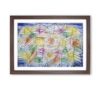 Mountain Construction by Paul Klee Framed Print | A2 Walnut Framed Wall Art | Ready to Hang | Modern Landscape Picture | Living Room Bedroom Lounge Office