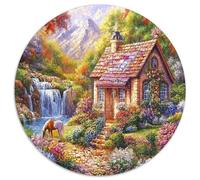 Mountain Cottage 1000 Piece Jigsaw Puzzle Paper for Adults Waterfall Scene Puzzle Game for Family Relax Home Gift 1000pcs (67.5x67.5cm)