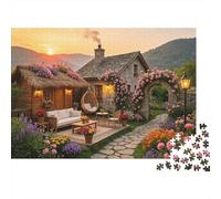 Mountain Cottage 1000 Piece Jigsaw Puzzle Recycled Paper Garden Art Puzzles for Elderly Fun And Challenging Family Game Perfect for Holiday Blessings 38x26cm/1000pcs