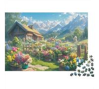 Mountain Cottage Garden View 1000 Piece Jigsaw Puzzle Paper for Adults Relax Home 52x38cm/1000pcs