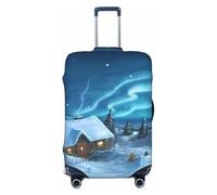 Mountain Cottage In Snow And Northern Lights Travel Luggage Covers - Elasticity Suitcase Covers Protector for Luggage 18-32 Inch