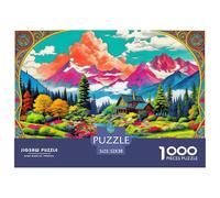 Mountain Cottage Jigsaw Puzzles Puzzle for Adults Kids. 1000 Piece River Valley Bloom Impossible Challenge Toy Educational Games Home Decoration for Adults& Kids Age 14 Years Up 52x38cm/1000pcs