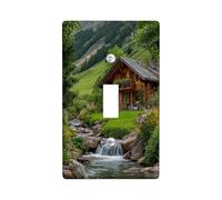 Mountain Cottage Light Switch Cover Plates/Outlet Covers, Natural Wood Cabin Design for Home Decor, Thermoplastic Wall Plates, Standard Size Single Toggle