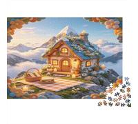 Mountain Cottage Scene 1000 Piece Jigsaw Puzzle Paper Jigsaw Puzzle for Adults Relax Focus Home Decor Gift Family Activity 38x26cm/1000pcs