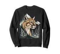 Mountain Cougar Illustration with Forest Elements Sweatshirt