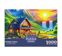Mountain Countryside Unique 1000 Piece Jigsaw Puzzle for Adults Seaside Scenery Theme Challenging Brainteasing Adult Jigsaws Jumbo Puzzles for Classic Educational Games Impossible Hard Challenge38x26c
