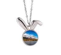 Mountain Crystal Lake Science Nature Scenery Rabbit Necklace Pendant Bunny Animal Jewelry Gift