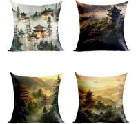 Mountain Cushion Covers 24 x 24 In Waterproof Outdoor Throw Pillow Protectors 4 pack Double-Sided Printing Landscape Cushion Covers for Outdoor Indoor Sofa Bed Garden Room Decor Gifts GFBZ-12980