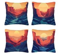 Mountain Cushion Covers, Square Soft Velvet Cushion Covers 55x55cm, Set of 4 Landscape Decorative Throw Pillow Cases with Invisible Zipper, Decorative Pillows for Bedroom Living Room Home Decor J-23