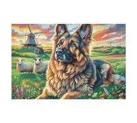 Mountain Cute German Shepherd 1000 Pc DIY Jigsaw Puzzle Puzzles for Adults Teens Hard Challenging Team Building Stress Reducing Autumn Rigid Cardboard 1000 PCS/75x50cm