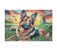 Mountain Cute German Shepherd 1000 Piece Count Premium Jigsaw Puzzle For Adults Teens 14+ Concentration Training Indoor Game Family Game Night Creativity Gift Giving 1000 PCS/75x50cm