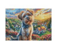 Mountain Cute Yorkshire Terrier 300 Pieces Set Classic Jigsaw Puzzle Teen Fans 14-18 Yrs Brain Training Logic Skill Leisure Adventure Valentines Recycled Cardboard 300 PCS/40x28cm