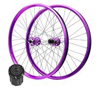 Mountain Cycling Bicycle Wheelset 26/27.5/29 Inch, Aluminum Alloy 32H Sealed Bearing Hubs Mountain Bike Rim 135mm Front&Rear Wheel 7-11 Speed 2070g (Color : Purple, Size : 29 in)