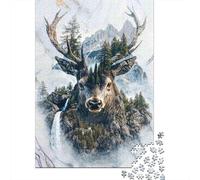 Mountain Deer Fantasy 1000 Pieces Extra-thick Cardboard Jigsaw Puzzle Bundle Jigsaw Collectors Educational Game Brain Training Beautiful Decoration 70x50cm/1000pcs