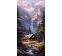Mountain Diamond Art Kits Adults Cabin Diamond Painting Cross Stitch Kits for Adults 72x36 Inch, Crystal Art Canvas for Painting, Rhinestones Embroidery Wall Pictures Crafts for Home Decor DZSH3919