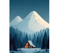 Mountain Diamond Art Winter Diamond Painting Kits for Adults 5D DIY Full Square Drill Cross Stitch Kits for Adults Arts and Crafts for Home Bedroom Decor, Room Decor, Gifts for Women 25*35CM -yym2577T