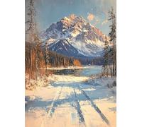 Mountain Diamond Art Winter Diamond Painting Kits for Adults Beginner 5D DIY Full Square Drill Cross Stitch Kits for Adults Arts and Crafts for Bedroom Decor, Room Decor, Gifts 80 * 110CM -bby2507HY