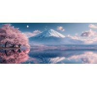 Mountain Diamond Pinting Cherry Blossoms Diamond Art Kits Adults, Crystal Gem Art Round Full Drill Crystal Rhinestone Embroidery Cross Stitch Hobbies for Adults Women, Home Decor 100x300cm -hjw26048W