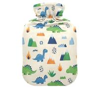 Mountain Dinosaur Beige Hot Water Bottle with Cover for Pain Relief Heating Bottle for Neck, 2L