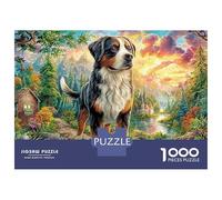 Mountain Dog Scene 1000 Piece Jigsaw Puzzle for Adults Collie Forest Scene Brainteasing Jigsaws Challenge Games Fun Present & Activity 52x38cm/1000pcs