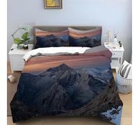 Mountain Double Bedding Set Halo Duvet Covers Adults, Soft Fluffy Microfibre Quilt Cover, Bedding Double Bed Set with Zipper Closure + 2 Pillowcases 50x75cm -Ai3538