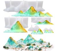 Mountain Epoxy Resin Silicone Moulds Set Diorama Landscape, Rockery, Paperweight, Polymer Clay Project 5-Count Length 1.8-9inch