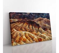 Mountain Erosion In Death Valley Vol.1 Painting Modern Art Canvas Wall Art Print Ready to Hang, Framed Picture for Living Room Bedroom Home Office Décor, 50x35 cm (20x14 Inch)