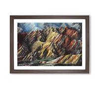 Mountain Erosion in Death Valley Vol.2 Painting Framed Print | A2 Walnut Framed Wall Art | Ready to Hang | Modern Landscape Picture | Living Room Bedroom Lounge Office