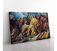 Mountain Erosion In Death Valley Vol.2 Painting Modern Art Canvas Wall Art Print Ready to Hang, Framed Picture for Living Room Bedroom Home Office Décor, 76x50 cm (30x20 Inch)