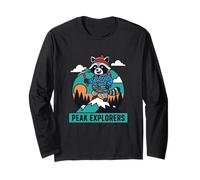 Mountain Explorer Raccoon Hiking Adventure Graphic Long Sleeve T-Shirt