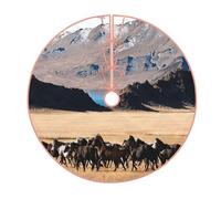 Mountain Farm Horses Print Christmas Tree Skirt,Holiday Decoration,Suitable For Traditional Farmhouse Christmas Tree Mat