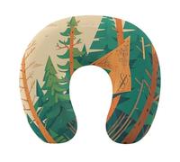 Mountain Fir Forest Pillow U Shaped, Portable Travel Pillows - Removable Cover, Ergonomic Memory Foam Neck Pillow for Travel & Office