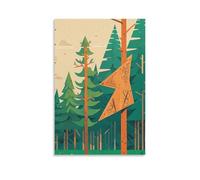 Mountain Fir Forest Wall Art, 12x18inch(30x45cm) Vertical Canvas Wall Art Prints, Modern Home Hanging Decor for Living Room, Bedroom, Office, Framed/Unframed, Unframe-style