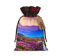 Mountain Floral landscape Printed drawstring gift bags Christmas drawstring gift bags perfect for Christmas party decorations and candy wrapping