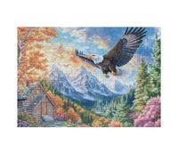 Mountain Flying Bald Eagle 300 Pcs Jigsaw Puzzle Bundle Animal Pet Doll Family Puzzle Lovers Fun Family Game Mindful Activity Spring Gift Precision Cut Cardboard 300 PCS